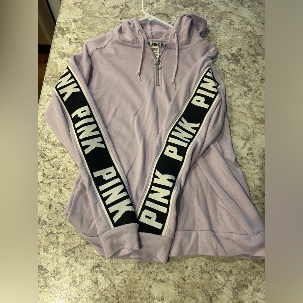 VS PINK Boyfriend Quarter Zip Hoodie Sweatshirt Small